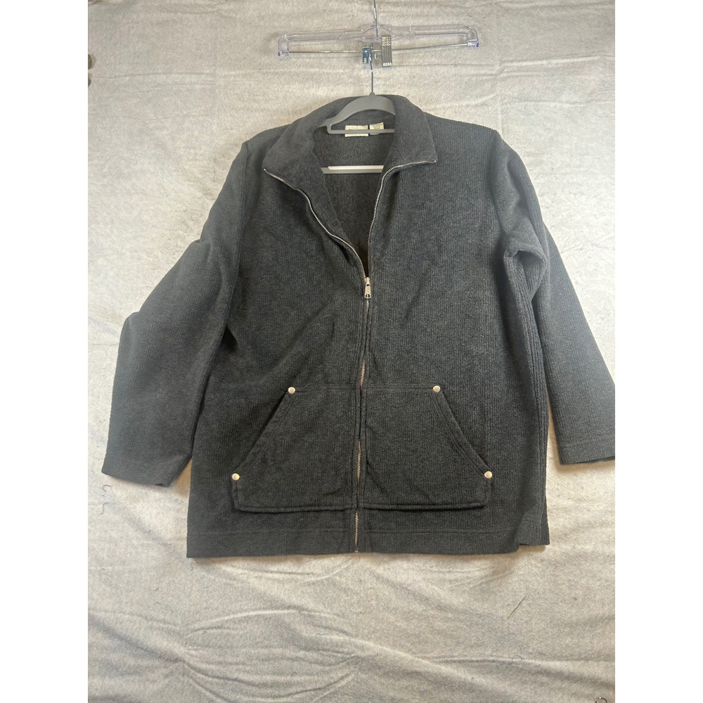 Classic Elements Mens Charcoal Gray Zip‎ Up Fleece Jacket Size Large